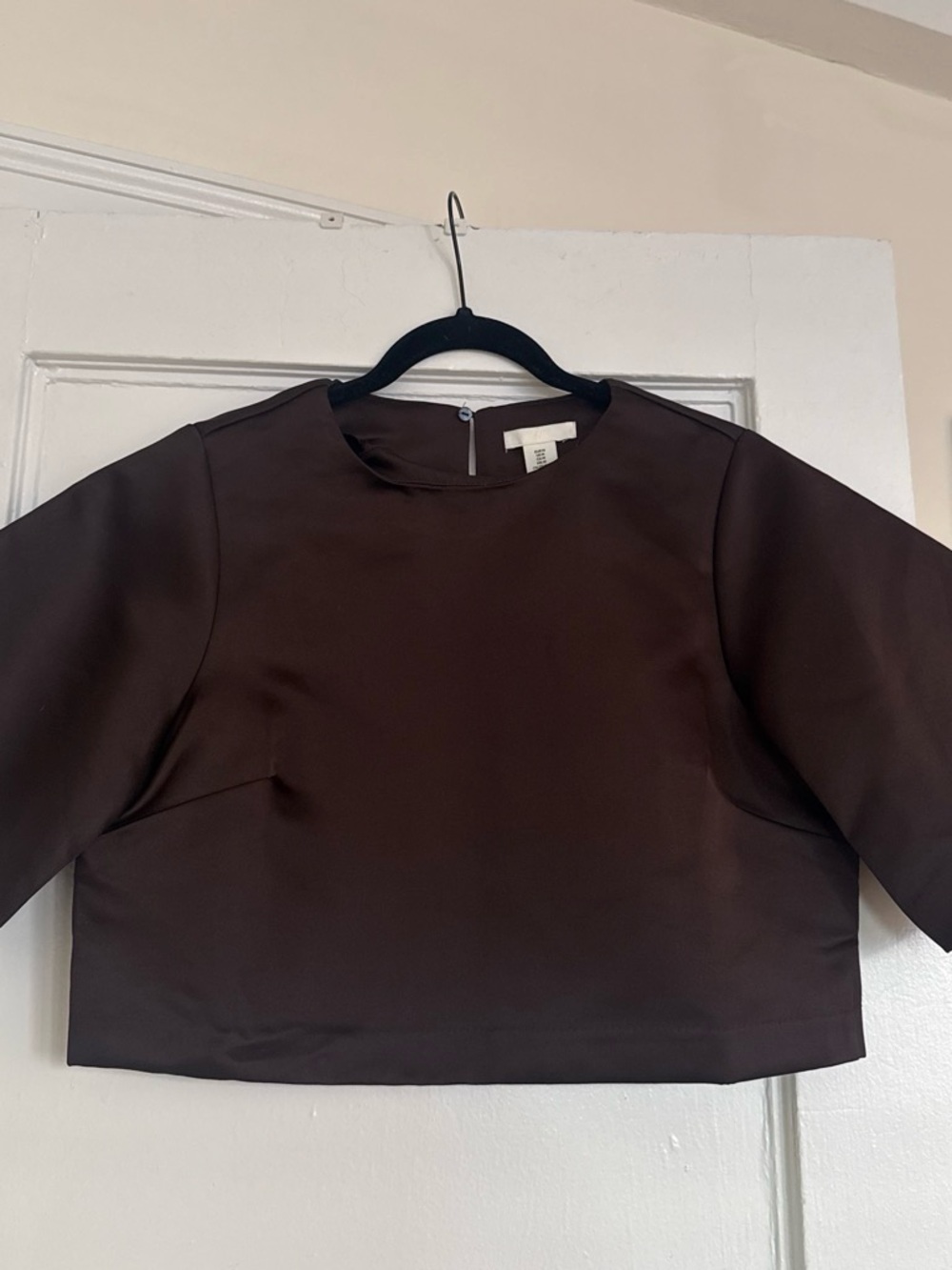 H&M Dark Brown Cropped Crewneck Top